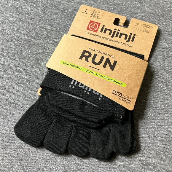 2-Pack Injinji Toe Socks Run Lightweight No‑Show Black L - Picture 9 of 10